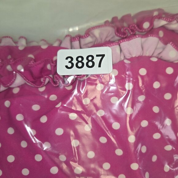 RuffleButts Girls 7 Polka Dot Rash Guard Swimsuit Set Pink & White 3887 - Picture 5 of 5